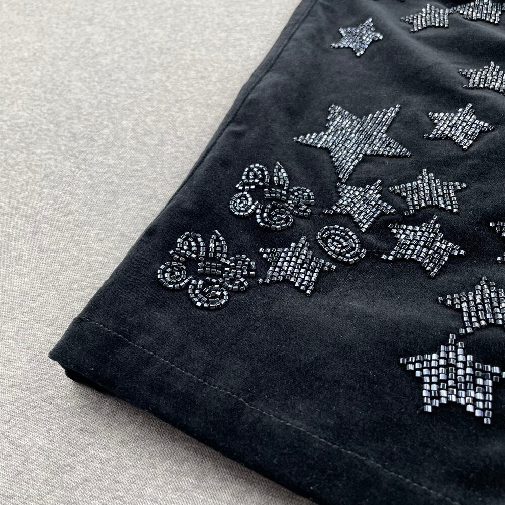 Anthropologie Pilcro The Wanderer Star Embellished Velvet Pants 26 Black Beaded - Picture 14 of 16